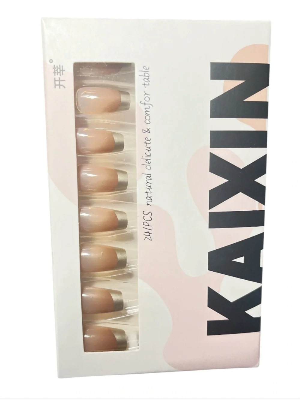 New Nude & Gold French Press-On Nails - Elegant Women